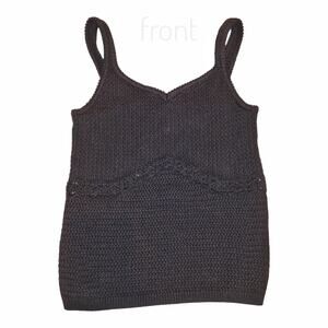 Black Crochet Knit Tank Top Juniors Size XS Goth Festival Boho Summer Indie